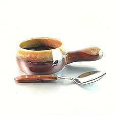 VINTAGE Schale 50er 60er D 10,7 cm MID CENTURY Keramik + Löffel