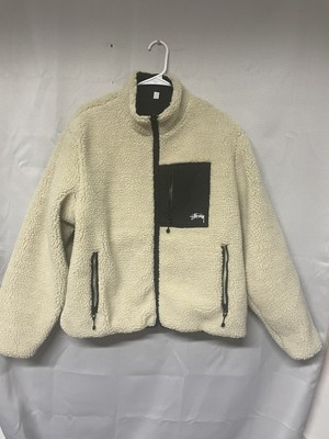 NEW Stussy 8 Ball Reversible Sherpa Fleece Cream Size small | eBay