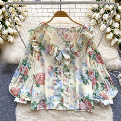 フミカウチダ　Flower Printed Ruffle Blouse WTWH02829_PEACH-MULTI_2_1200x.
