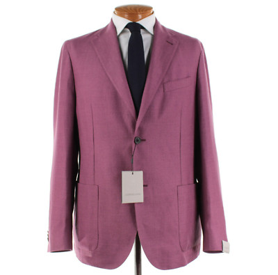 Corneliani NWT Wool / Linen Sport Coat Size 56R (46R US) In Solid Plum