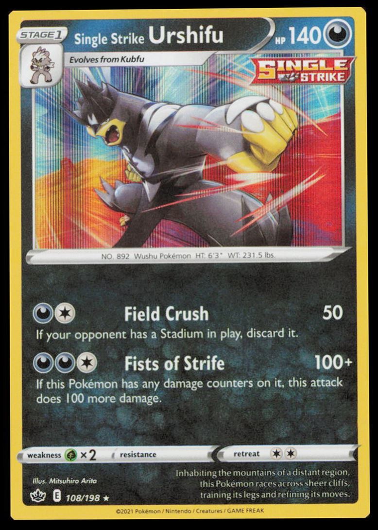 Single Strike Urshifu #108/198 Holo Rare 2021 Pokemon Chilling Reign LP