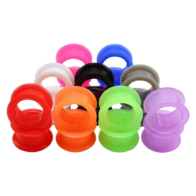 1 par de tapones gruesos flexibles de silicona de 3-22 mm túneles medidores de oreja piercing corporal Foto 3 de 4