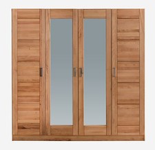 Kleiderschrank Pia Schrank Kernbuche Teilmassiv geölt 4 türig Spiegel B. 202cm