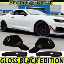 2016-2021 2022 2023 Chevy Camaro GLOSS BLACK 2 Door Handle Covers+Mirror Covers