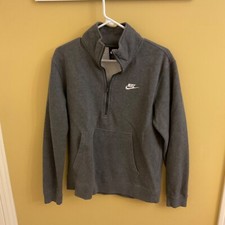 Nike 1/2 Zip Med Mens Pullover Gray Long Sleeve Fleece Lined