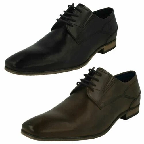 Herren Bugatti Eckig Zehen Formell Schnürbar Absatz Lederschuhe 14103 - Bild 1 von 1