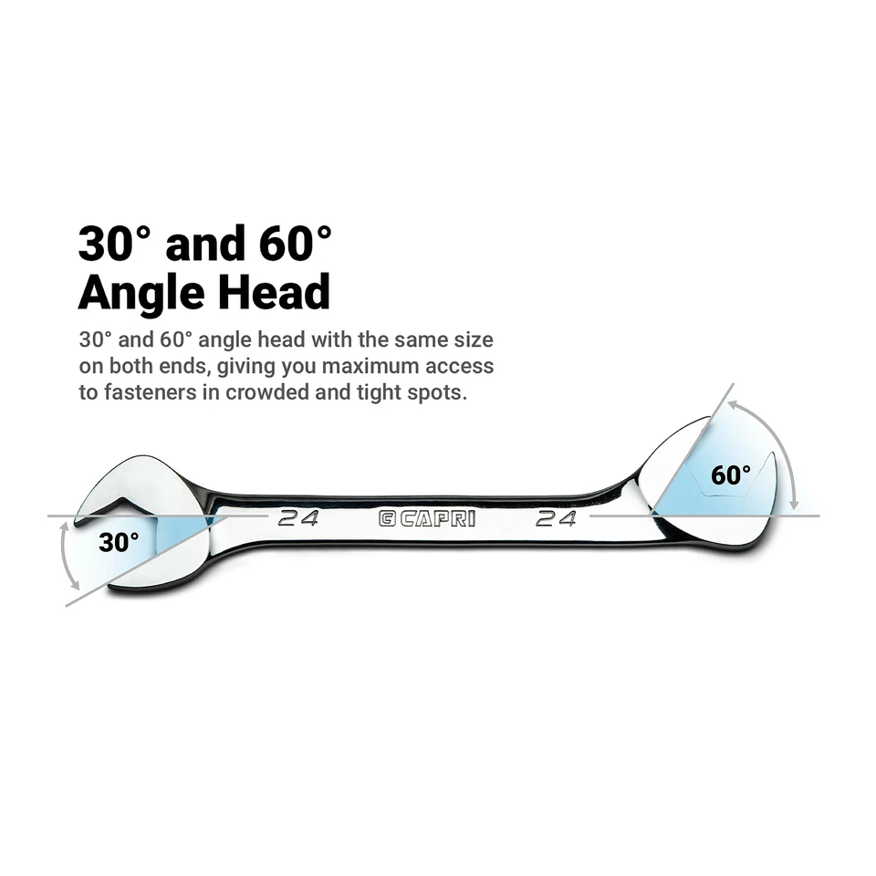 Capri Tools Angle Open End Wrench, 30° and 60° angles, Metric & SAE Sizes - Image 2 of 4