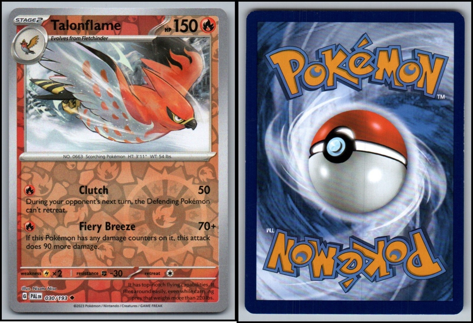 TALONFLAME 030/193 REVERSE HOLO PAL EN POKEMON CARD