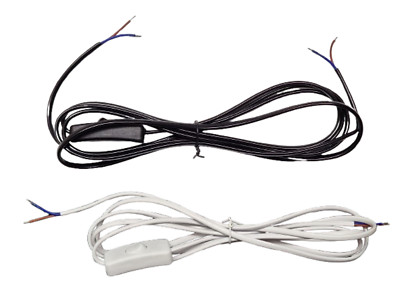 Lampen Reparaturkabel mit Schalter 2,5m 250cm weiß oder schwarz DIY 2-adrig 0,75mm