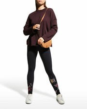 Johnny Was Flower Pina Legging Embroidery Leggings Pant Black Floral Small S NEW