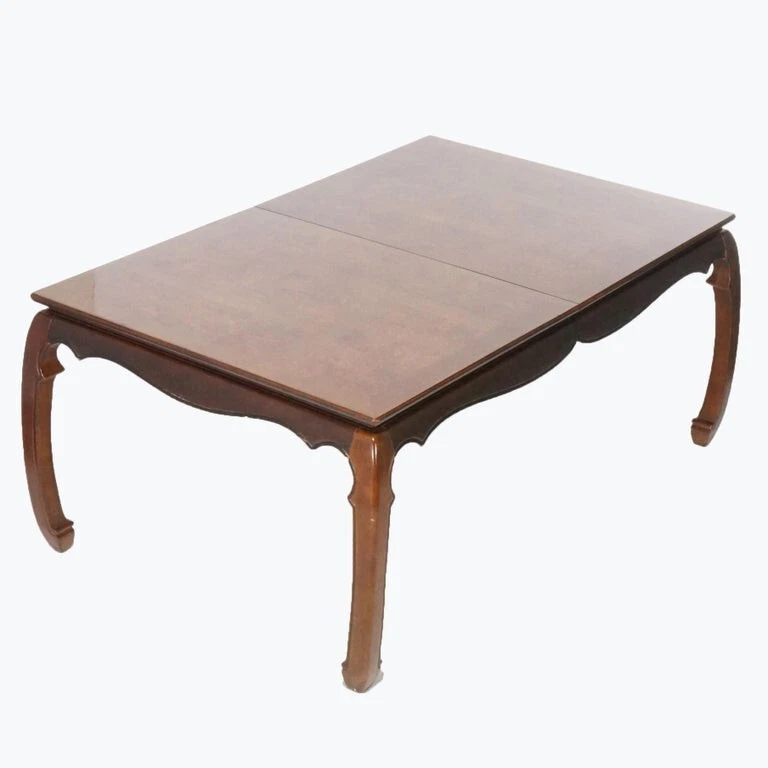 Chinese Chippendale Burl & Mahogany Dining Table 20th C - Image 3 of 4