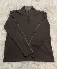 HUGO BOSS Men's Brown Label 1/4 Button Snap Mock Neck Pullover Sweater Sz L