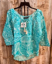 Kikisol Aqua Frond Tassel Tassel Top #603