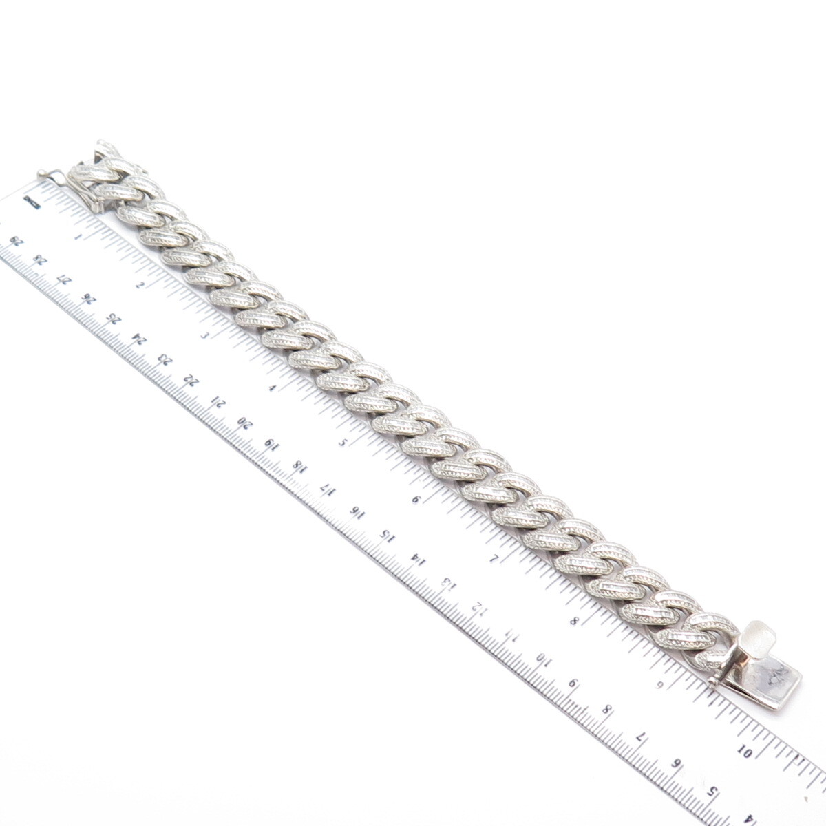 925 Sterling Silver Vintage C Z Heavy Cable Link Bracelet