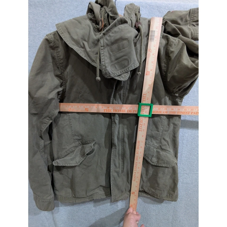 GAP Military Parka Jacket Green Khaki Medium Utility Style Removable Hood - Image 2 of 4