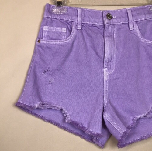 Zara Big Girls’ Distressed Purple Denim Jean Shorts Sz 13 / 14 - Picture 2 of 9