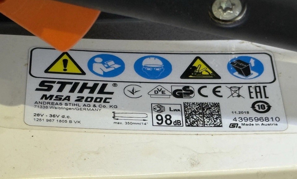 Stihl MSA 200 C-B 14inch Battery Chain Saw Shell Only | eBay UK