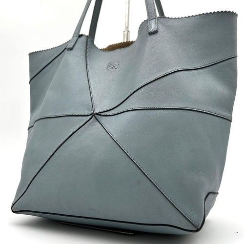 LOEWE Origami Tote Bag Handbag Anagram Leather Genuine Leather Light Blue