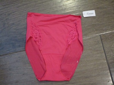 SOMA VANISHING EDGE  WITH LACE RETRO BRIEF PANTIES IN ROUGE SIZE SMALL