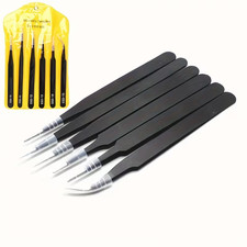 6Pcs ESD Anti-static Tweezers Set Maintenance Repair Stainless Steel Tools Kit