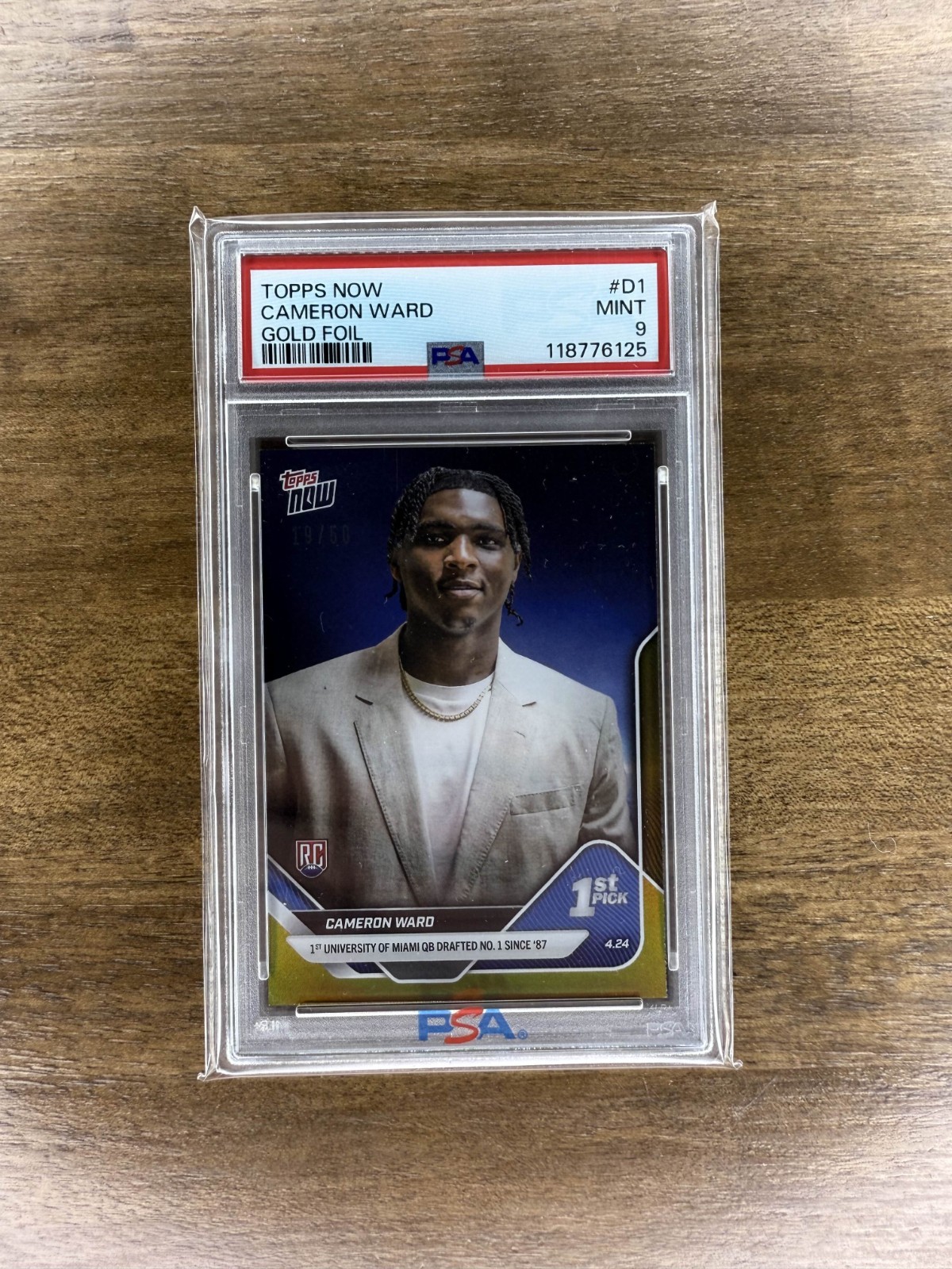 2025 Topps Now NFL Draft Cam Ward #D-1 Gold Tennessee Titans RC /50 PSA 9