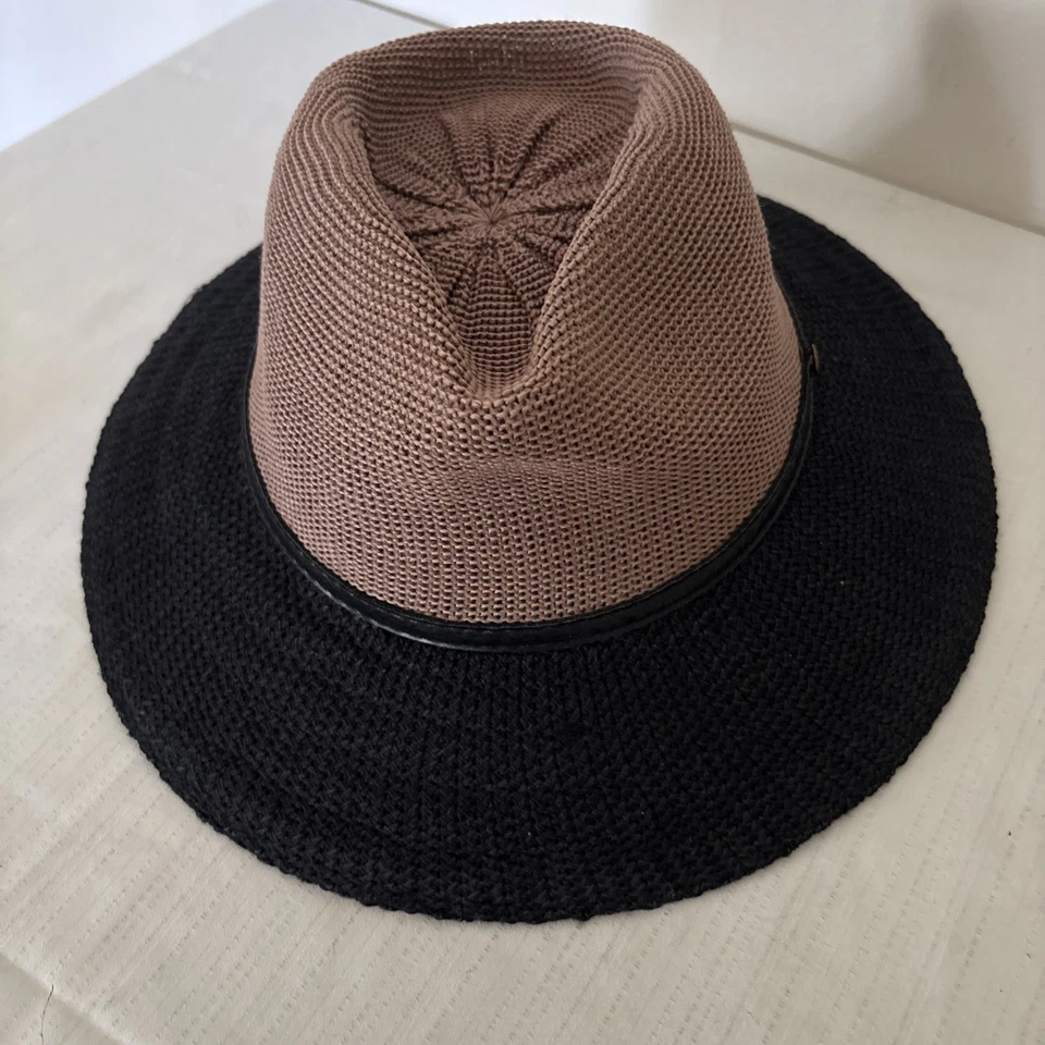 Wallaroo Hat Co Mujer Monroe Tostado Negro Fedora Sombrero Sol Playa UPF50 Foto 2 de 4