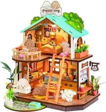 DIY Miniature Duplex Villa Kit with Puppy - 230PCS Model for Adults &