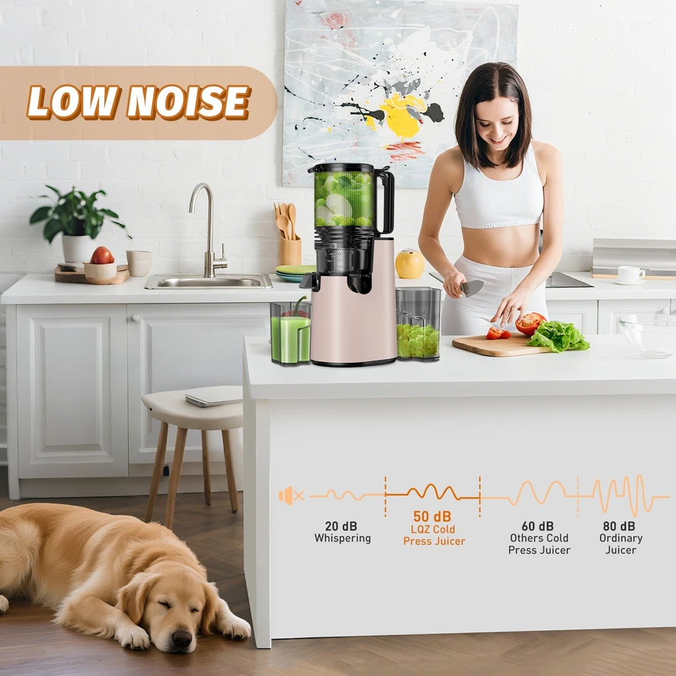 Exprimidor de masticación lenta 180N, conducto de alimentación de frutas enteras, silencioso, alto rendimiento Foto 4 de 4