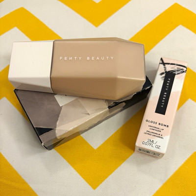 Fenty Beauty Duo Eaze Drop Skin Tint Foundation + Mini Gloss Bomb Lip Gloss NWB
