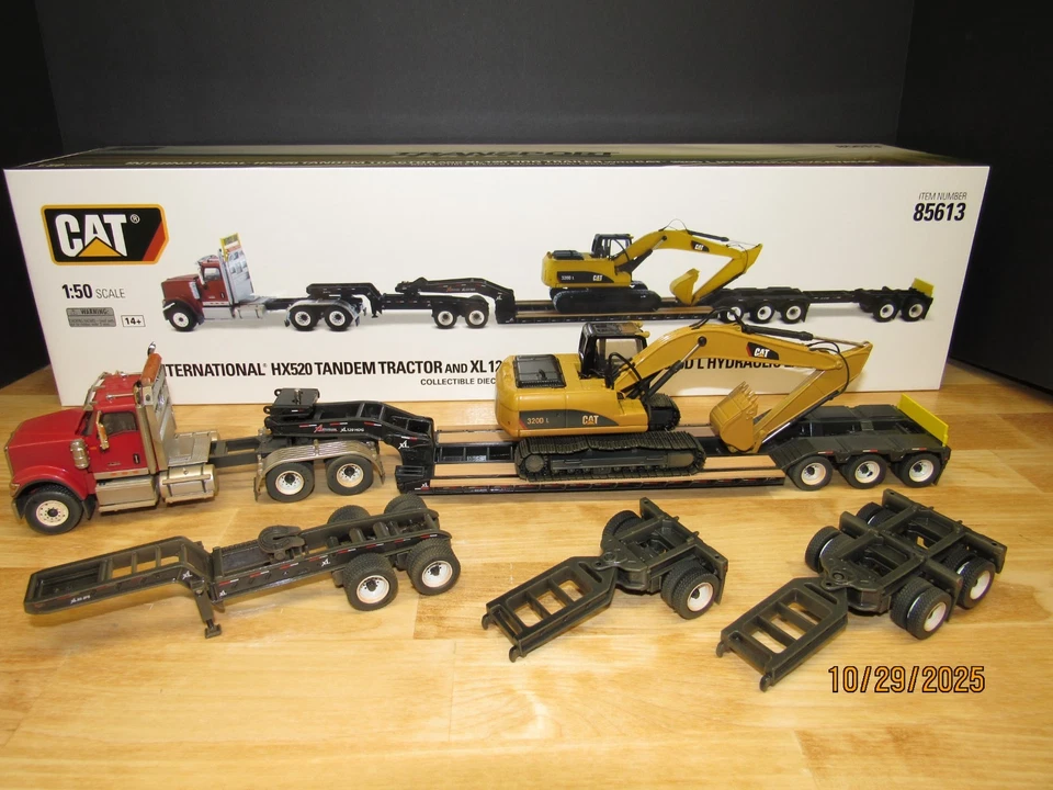 1:50 Diecast Masters "DIRTY" International HX520 w/Lowboy CAT 320D L Excavator - Image 3 of 4