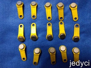 Exaktime Jobclock ibutton Keytabs ~ 10 Yellow Keytabs ~ Used