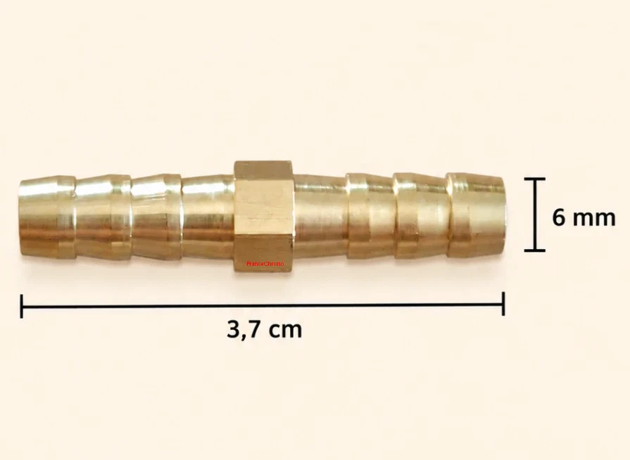 Connecteur Raccord Droit En Laiton Durite 6mm - Photo 2/2