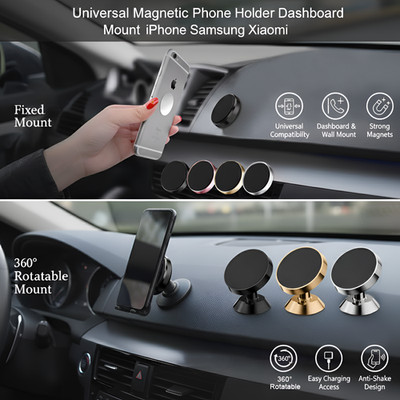 Universal Magnetic Phone Holder Car Dashboard Wall Mount iPhone Samsung Xiaomi