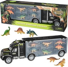 PREXTEX 16" Dinosaur Toy Truck Playset with 6 Mini Dinosaurs Toddler Kids Toys