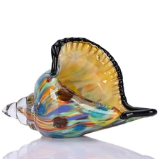 DOVDOV Hand Blown Glass Conch Statue, Colorful Home Decor for Coastal Style B...