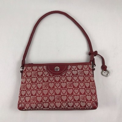 BRIGHTON Signature Red Heart Logo Janice Shoulder Handbag Purse EXCELLENT!