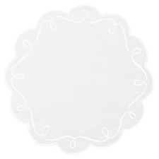 16.5 Inch Ribbon Twirl Embroidery Round Placemats Set of 4, Scalloped Round T...