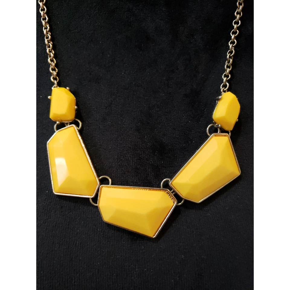 Mujer Amarillo Geométrico Distintivo Collar Resina Babero Grueso Moda Joyería Foto 3 de 4