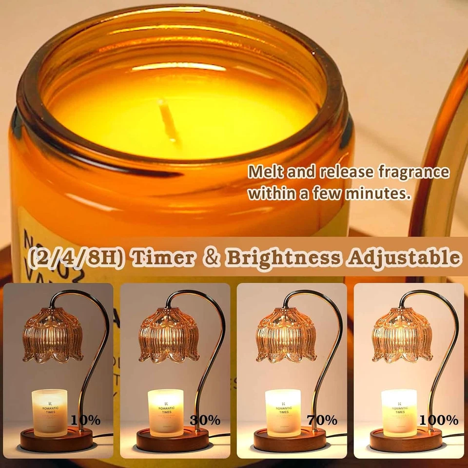 Flower Candle Warmer Lamp with Timer Dimmable Candle Lamp Warmer Christmas Gift - Image 4 of 4