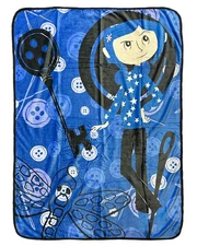 Coraline Fleece Blanket Allover Button Design Plush Lap Throw 46" x 60"