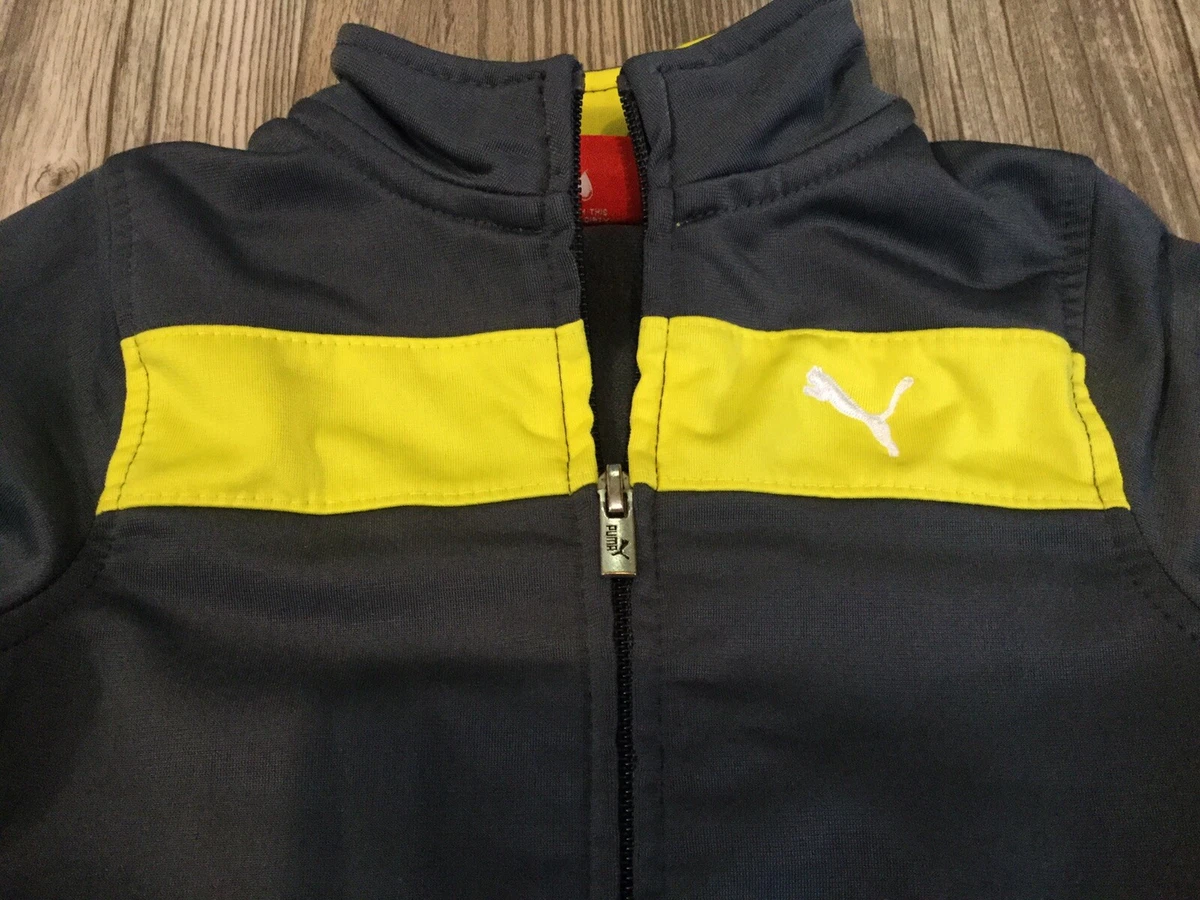 Puma Toddler Boy s Zip Up Gray Yellow Athletic Jacket Size 24
