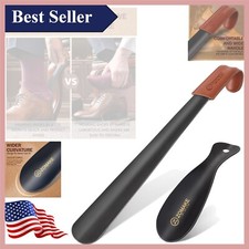 Elegant Leather Handled Shoe Horns for Seniors and Kids - Space-Saving 2-Pack