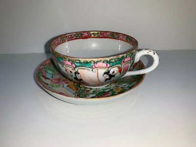 Antique Rare Collectible Beautiful Hand Painted Plate Cup Marked On Bottom
