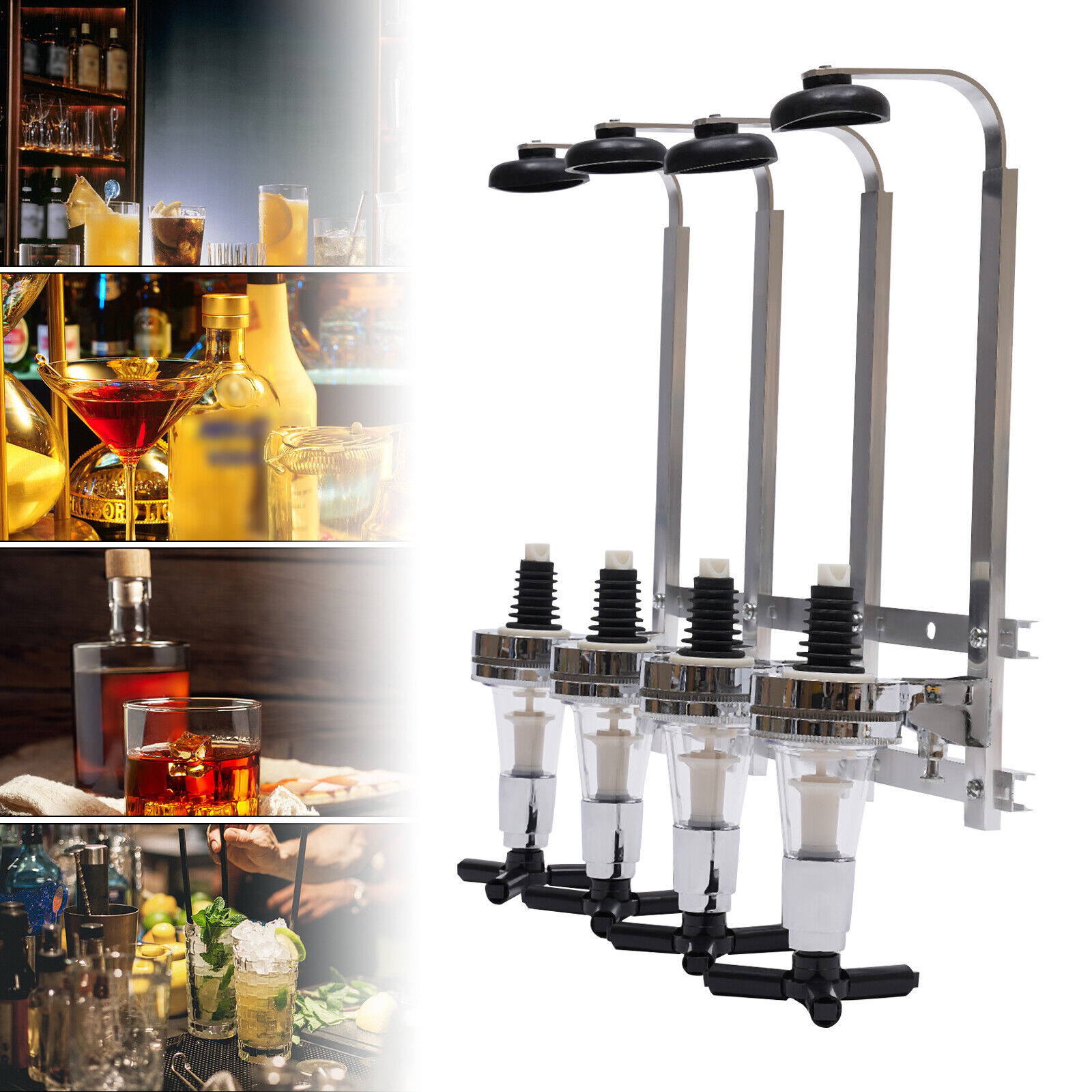 4 Bottle Wine Liquor Dispenser Wall Mounted Stand Rack Beer Alcohol Bar  Butler