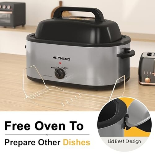 28 Quart Electric Roaster Oven Self Basting Lid Adjustable Temp Easy Clean New - Picture 3 of 7