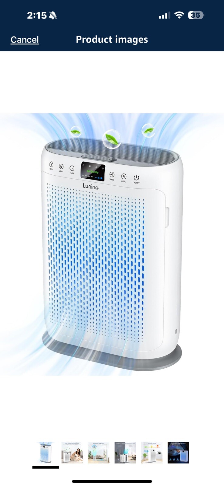 Air Purifiers for Home Large Room up to 1740sq.ft, LUNINO H13 HEPA Air Filter...