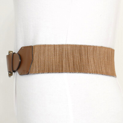 RALPH LAUREN Natural Brown Faux Leather Stretch Wide Belt L RALPH LAUREN Natural Brown Faux Leather Stretch Wide Belt L  main image 3
