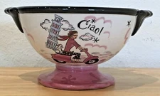 HTF JENNIFER BRINLEY CERTIFIED INTERNATIONAL "CIAO!" GIRL FRANCE PEDESTAL BOWL