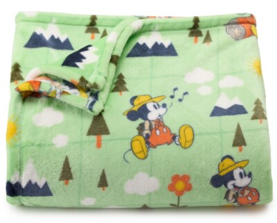 Disney MICKEY CAMPING 5x6 ft Green Oversized Plush THROW BLANKET The ...