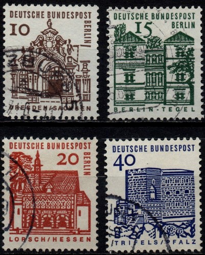 BERLIN 1964/1965 - Lot 4 Used 10/15/20/40 Pfg Buildings #DR3